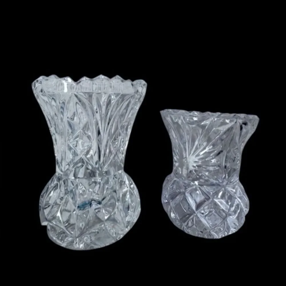 Artmark Lead Crystal Minature Bud Vases Mid-Century Modern Two Vase Set